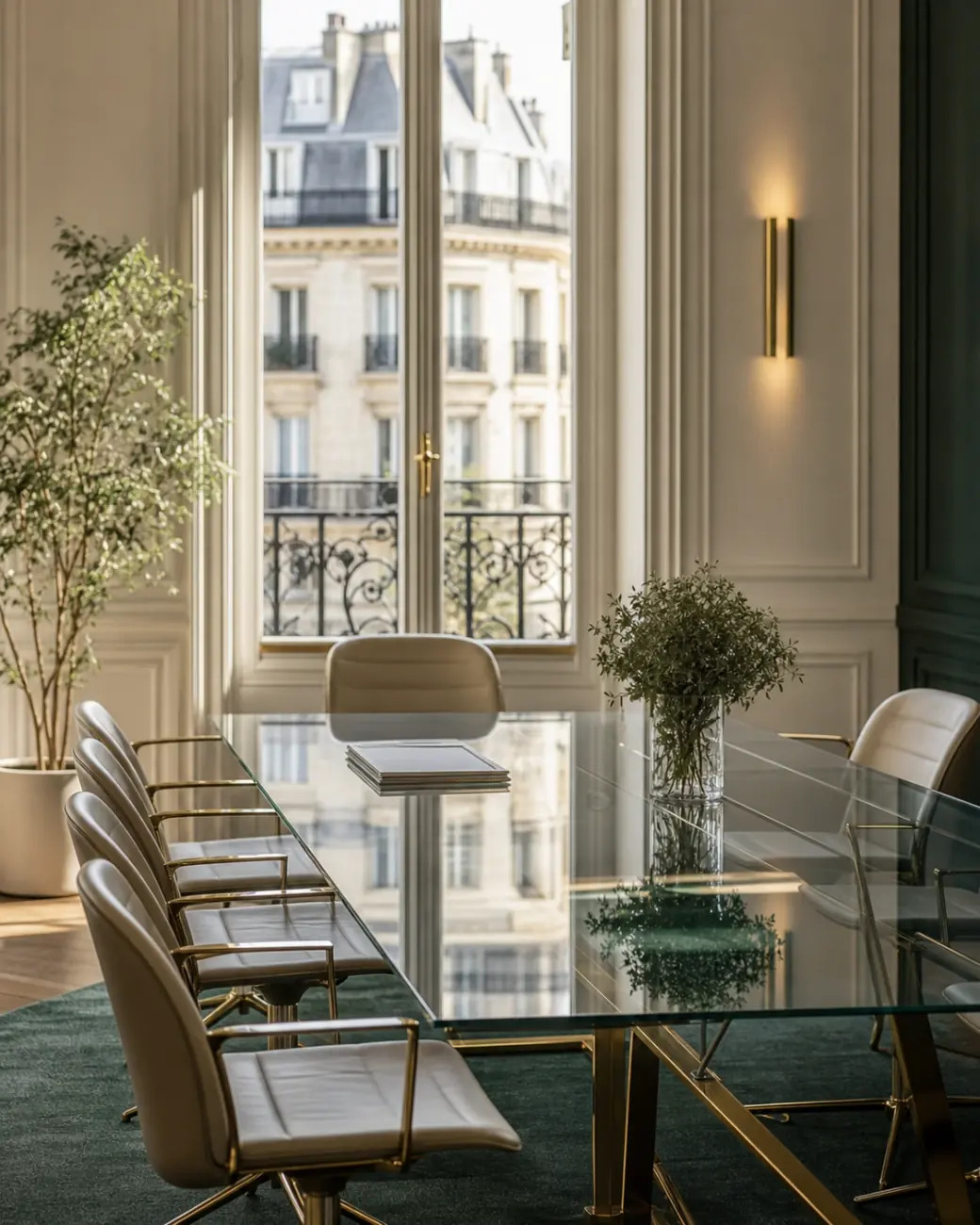 Nettoyage bureaux Paris - Salle de réunion professionnelle propre avec vue parisienne
